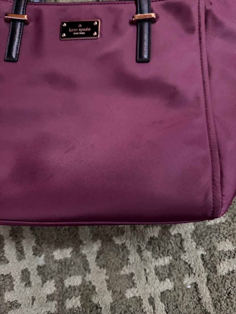 Kate Spade Wilson Road Alyse Satchel Bag Deep Plum Nylon - Picture 3 of 9